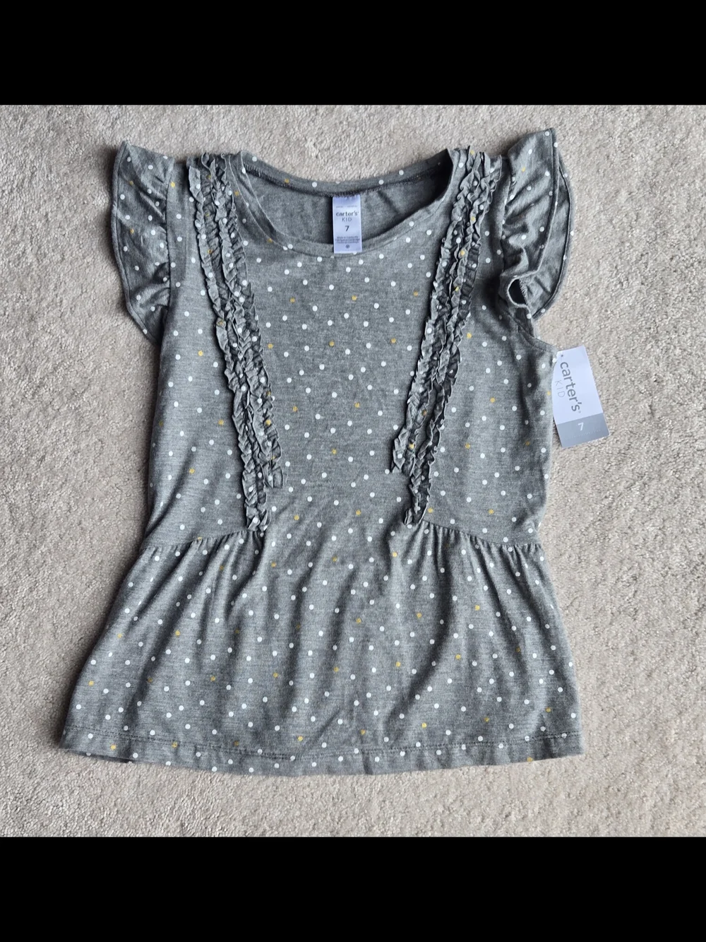 Carter's Gray Dot Ruffle Kids Top
